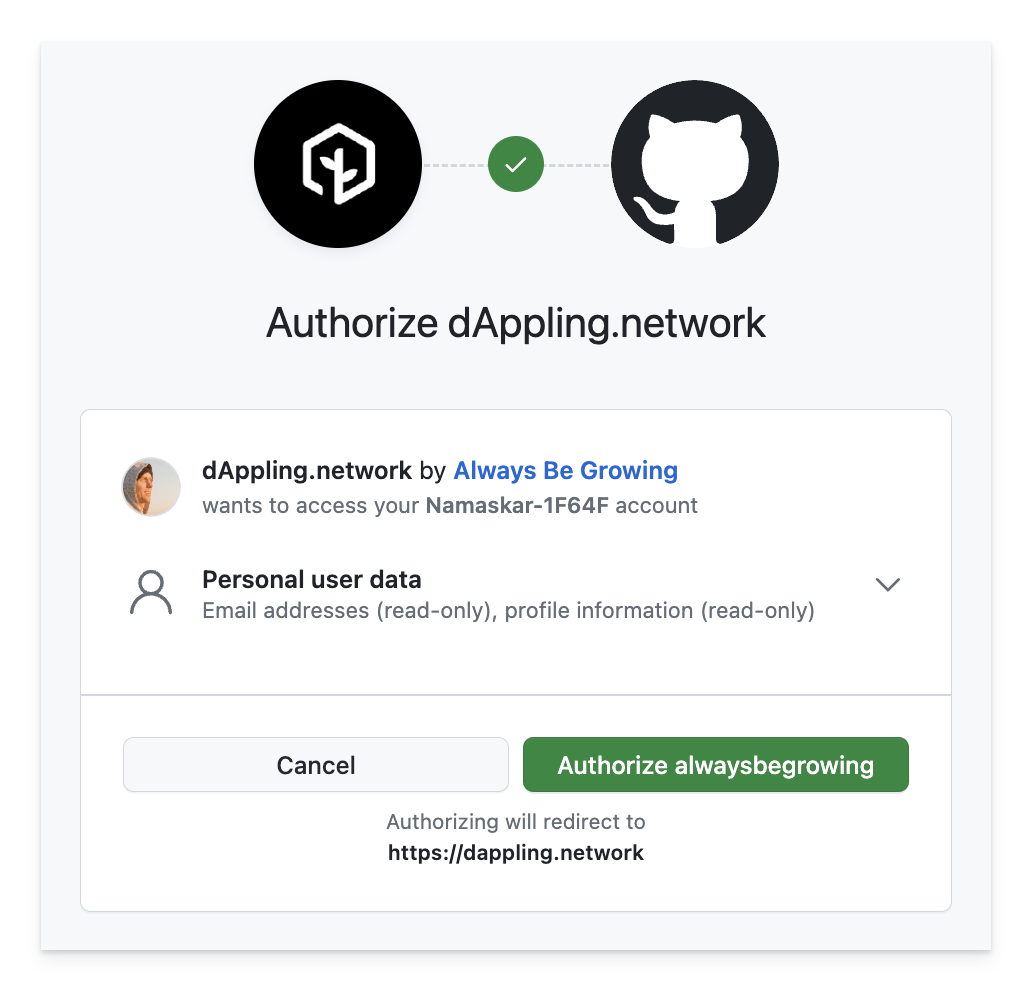 GitHub OAuth Warning